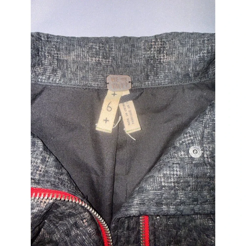 Free People We The Free Tweed Moto Jacket with Red Zipper Accents Size 6